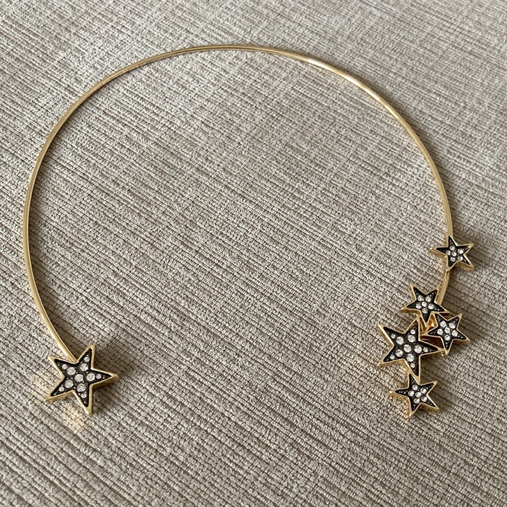 Pave Star Open Collar Golden Necklace